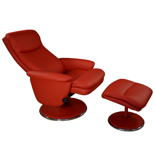 fauteuil relax simili cuir avec pouf assorti pour s'allonger - Vilacosy