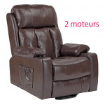 Fauteuil cuir releveur relaxation chauffant massant 2 moteurs Calin